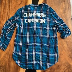 Express Champagne Campaign blue plaid button down size L